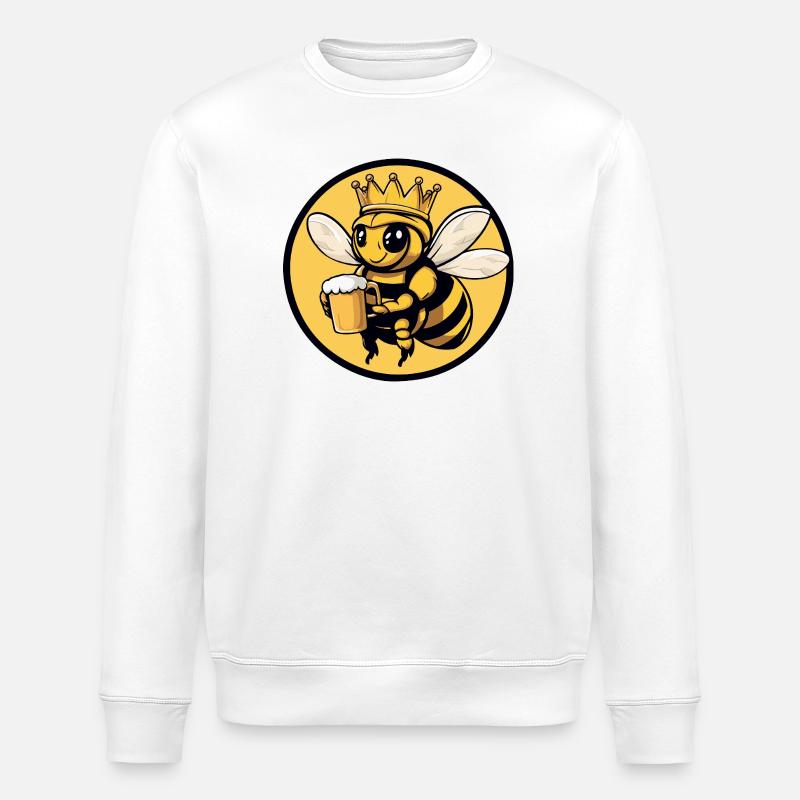 Bee Beer Funny - Stanley/Stella ROLLER Unisex Organic Sweatshirt - white