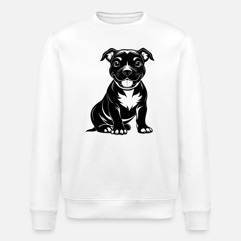 Doux Pitbul Heureux - Sweat bio ROLLER Stanley/Stella Unisexe - blanc