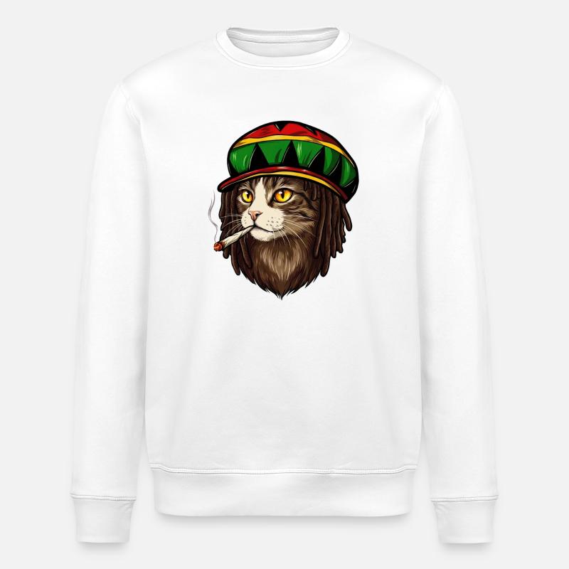 Rasta Cat - Sweat bio ROLLER Stanley/Stella Unisexe - blanc