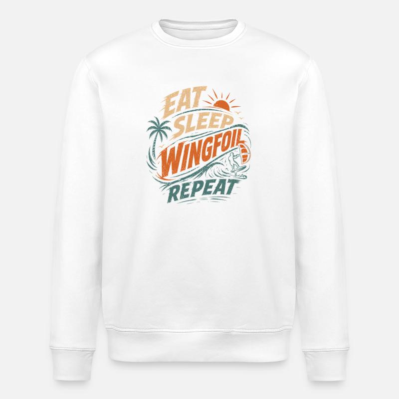 Eat Sleep Wingfoil Repeat Surfdesign - Stanley/Stella Unisex Bio-Sweatshirt ROLLER - Weiß