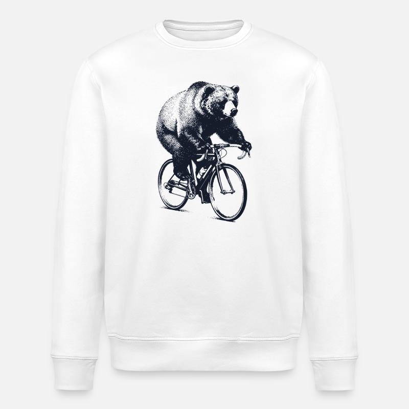 Bär auf Rennrad - Stanley/Stella Unisex Bio-Sweatshirt ROLLER - Weiß