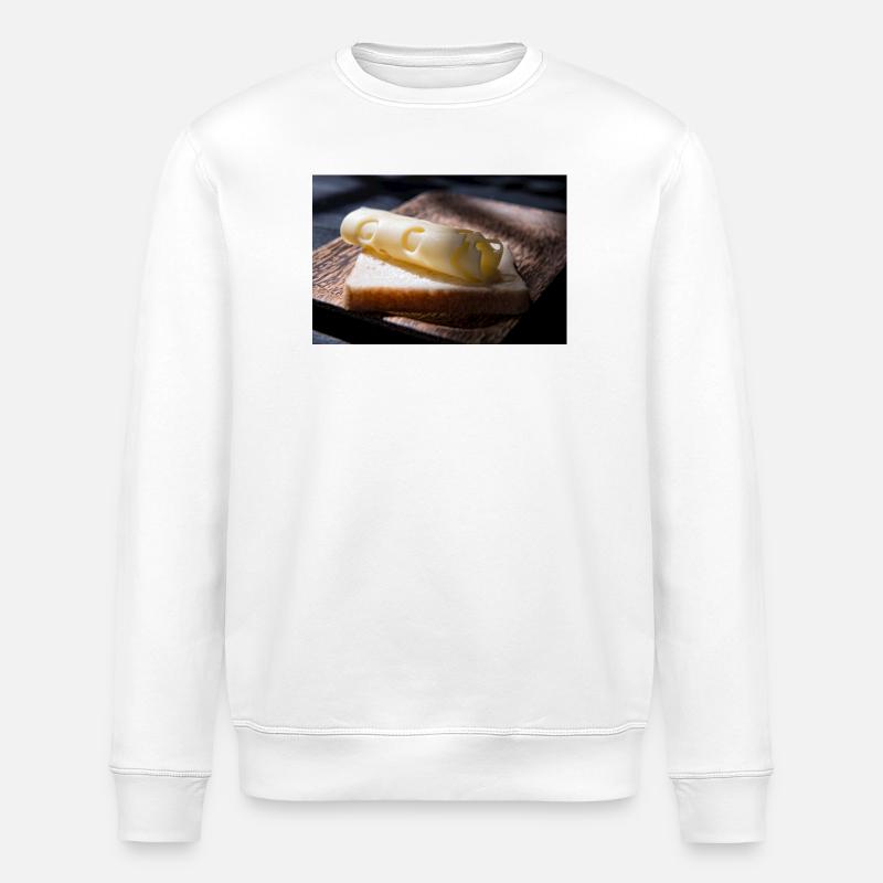 Cheese Curl on Toast - Stanley/Stella ROLLER Unisex Organic Sweatshirt - white