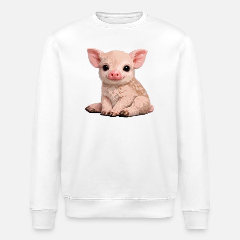 Piglet Cuddle Illustration - Stanley/Stella ROLLER Unisex Organic Sweatshirt - white
