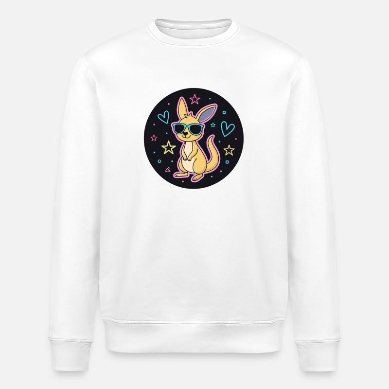 Neon Kangaroo Glasses - Stanley/Stella ROLLER Unisex Organic Sweatshirt - white