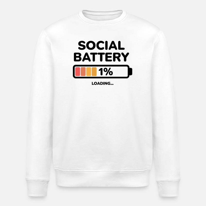 Social Battery 1% Design - Stanley/Stella Unisex Bio-Sweatshirt ROLLER - Weiß