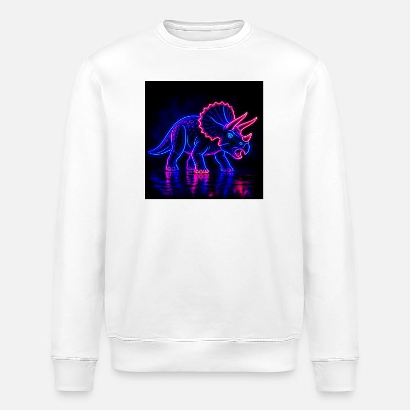 Néon Tricératops Lumière Néon - Sweat bio ROLLER Stanley/Stella Unisexe - blanc