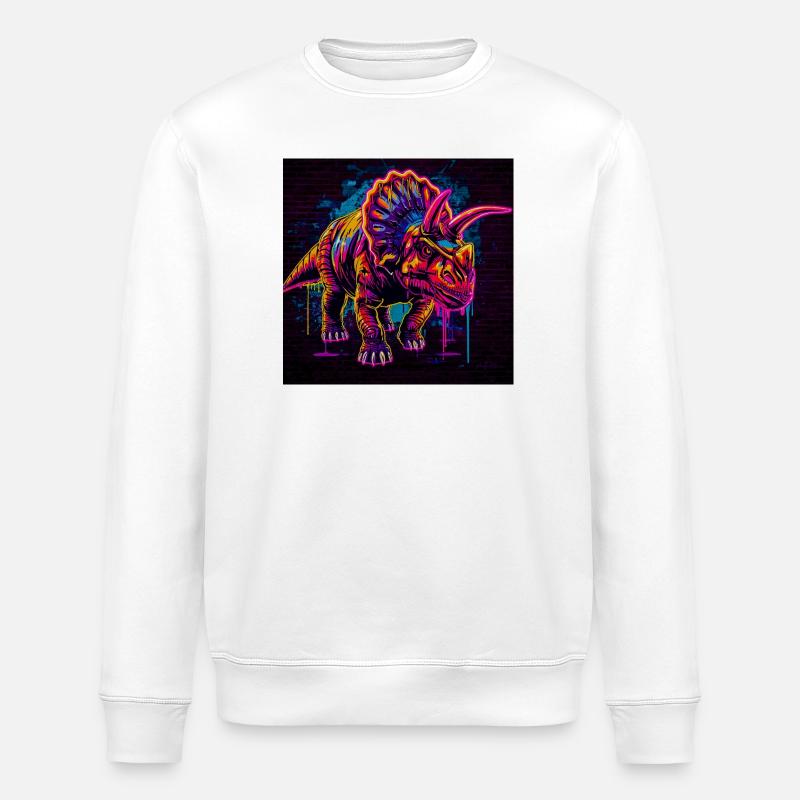 Graffiti Tricératops néon - Sweat bio ROLLER Stanley/Stella Unisexe - blanc