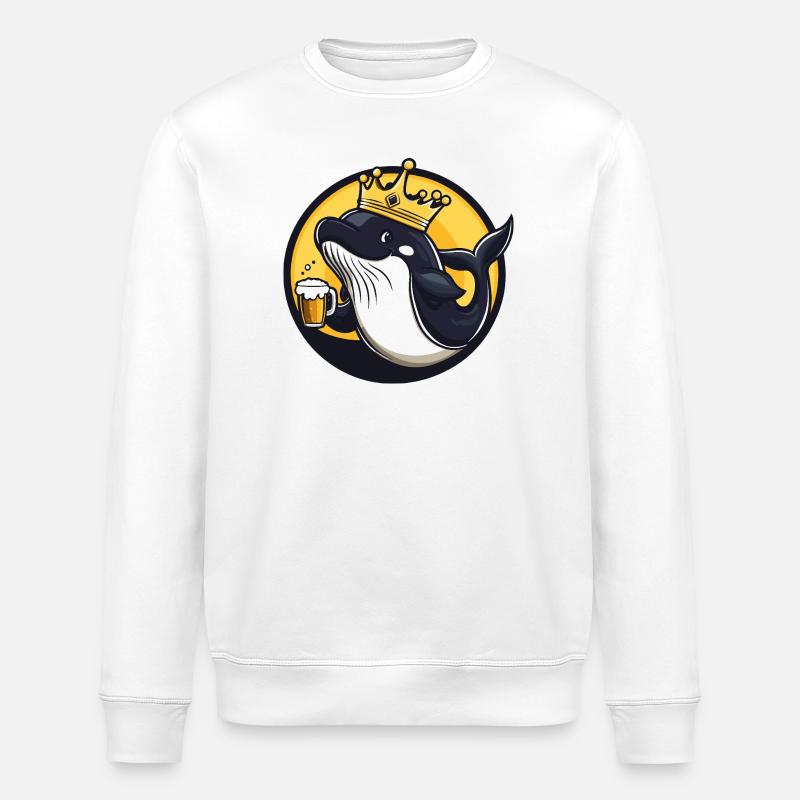 Bière baleine drôle - Sweat bio ROLLER Stanley/Stella Unisexe - blanc