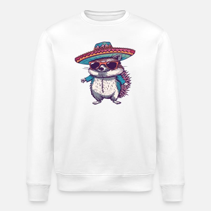 Hedgehog Comic Funny Sombrero - Stanley/Stella ROLLER Unisex Organic Sweatshirt - white