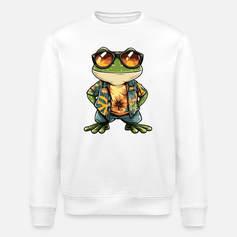 Frog Comic Holiday - Stanley/Stella ROLLER Unisex Organic Sweatshirt - white