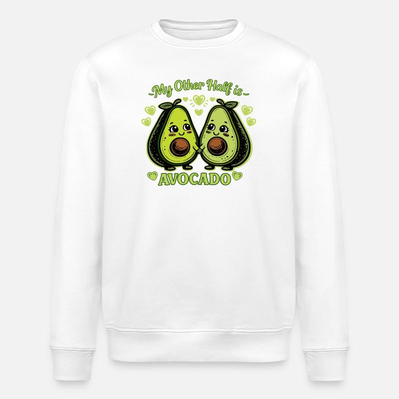 My other half is avocado - Stanley/Stella ROLLER Unisex Organic Sweatshirt - white