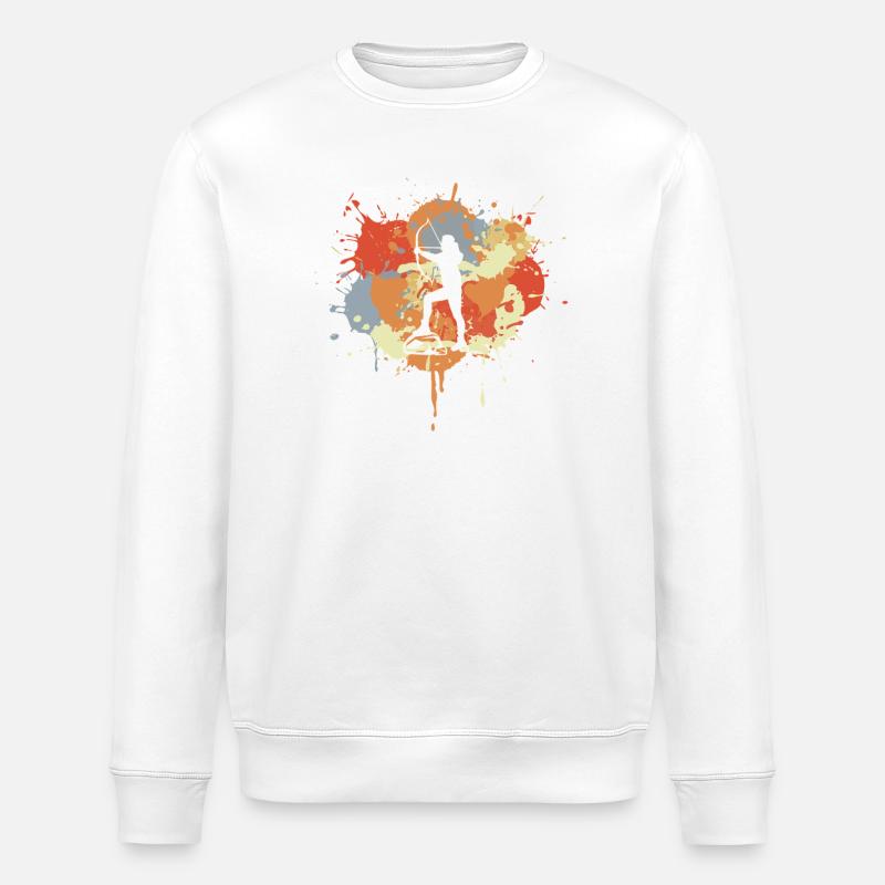 Bogenschütze Zeichnung - Stanley/Stella Unisex Bio-Sweatshirt ROLLER - Weiß