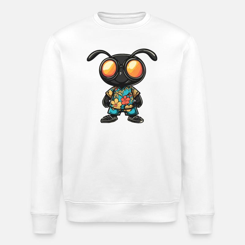 Ant Comic Vacation - Stanley/Stella ROLLER Unisex Organic Sweatshirt - white