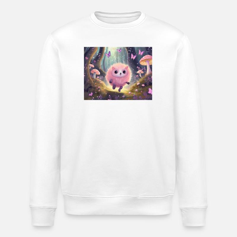 Fluffiges Waldkätzchen im Feenwald - Stanley/Stella Unisex Bio-Sweatshirt ROLLER - Weiß