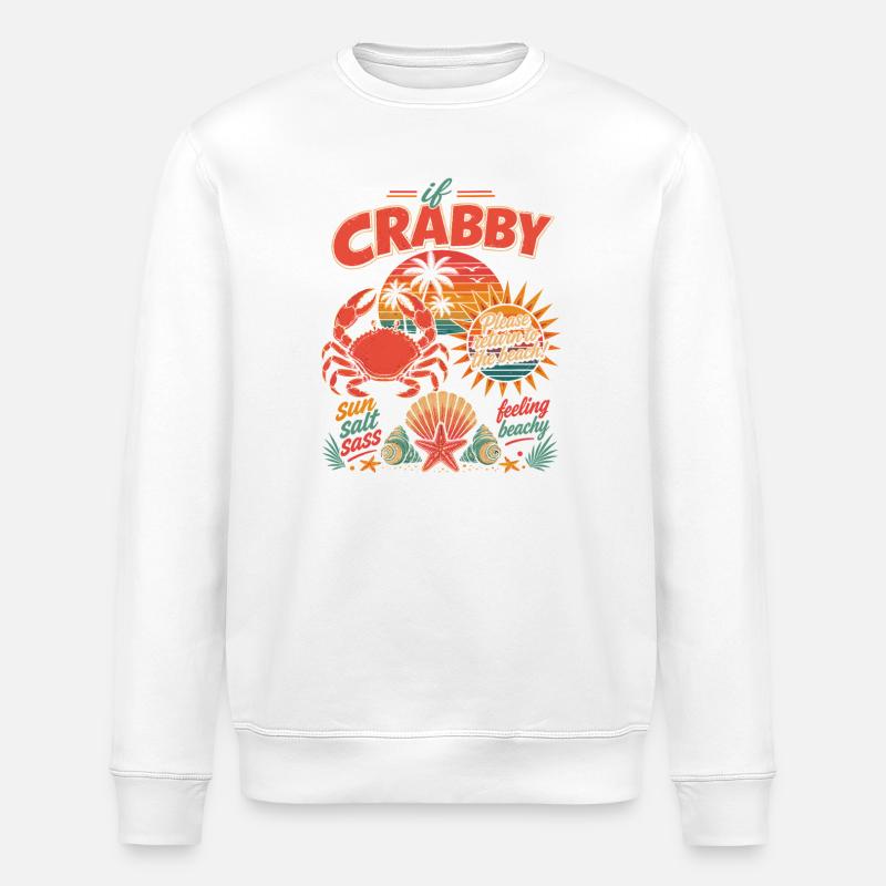 Si Crabby Beach Retro Sunset - Sweat bio ROLLER Stanley/Stella Unisexe - blanc