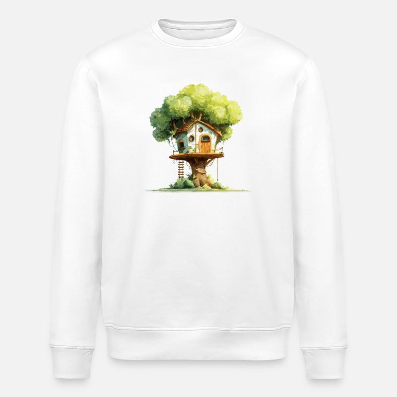 Baumhaus im Blätterdach - Stanley/Stella Unisex Bio-Sweatshirt ROLLER - Weiß