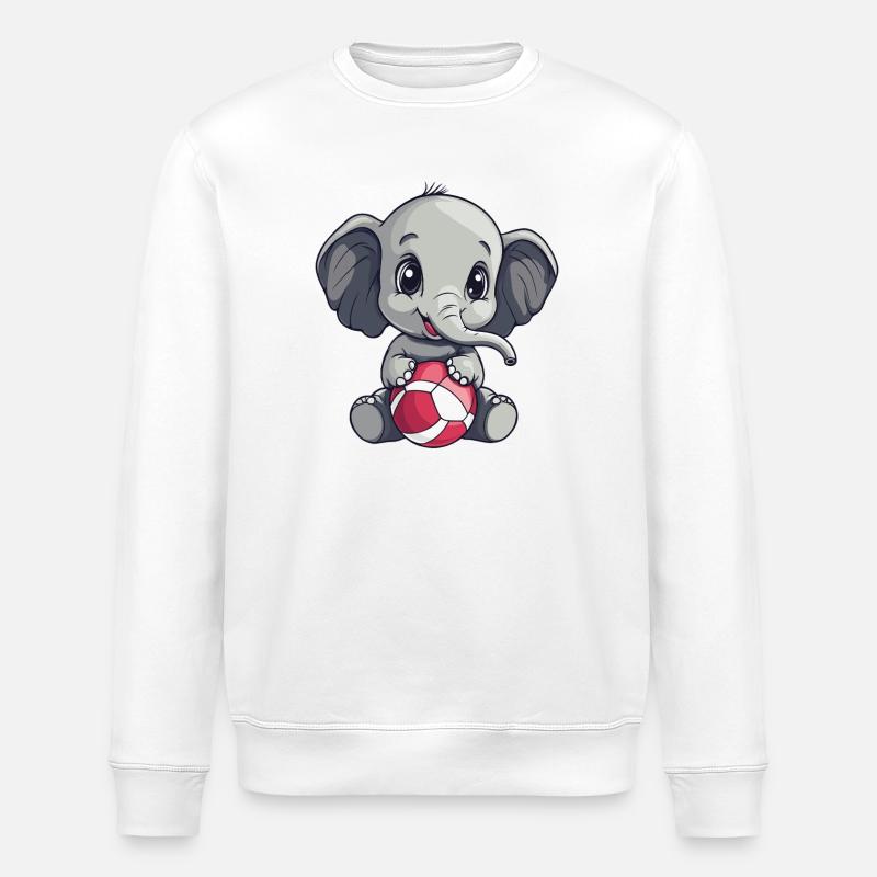 Petit éléphant avec balle - Sweat bio ROLLER Stanley/Stella Unisexe - blanc