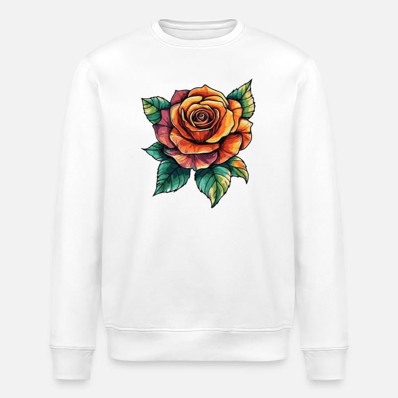 Rose Blüte - Stanley/Stella Unisex Bio-Sweatshirt ROLLER - Weiß