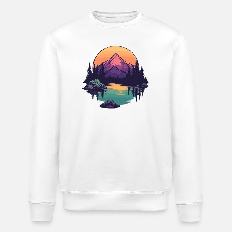 Mountains Nature - Stanley/Stella ROLLER Unisex Organic Sweatshirt - white