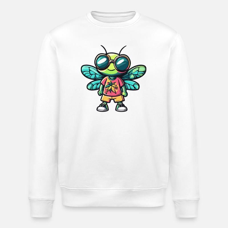 Dragonfly Comic Vacation - Stanley/Stella ROLLER Unisex Organic Sweatshirt - white