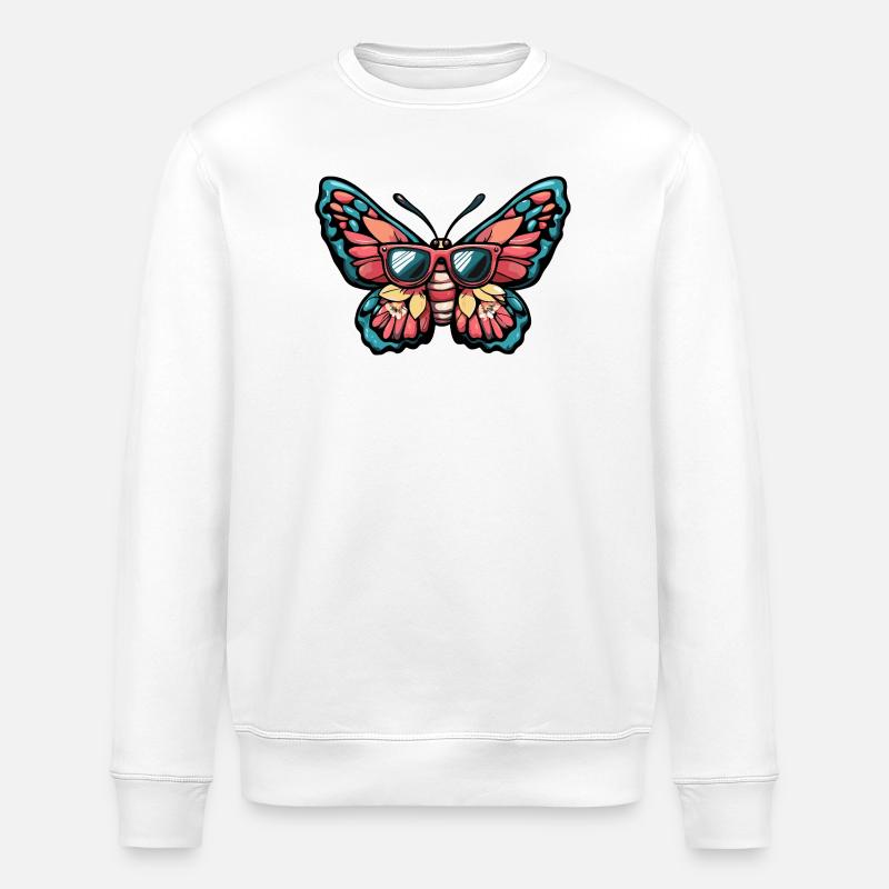 Schmetterling Comic Urlaub - Stanley/Stella Unisex Bio-Sweatshirt ROLLER - Weiß