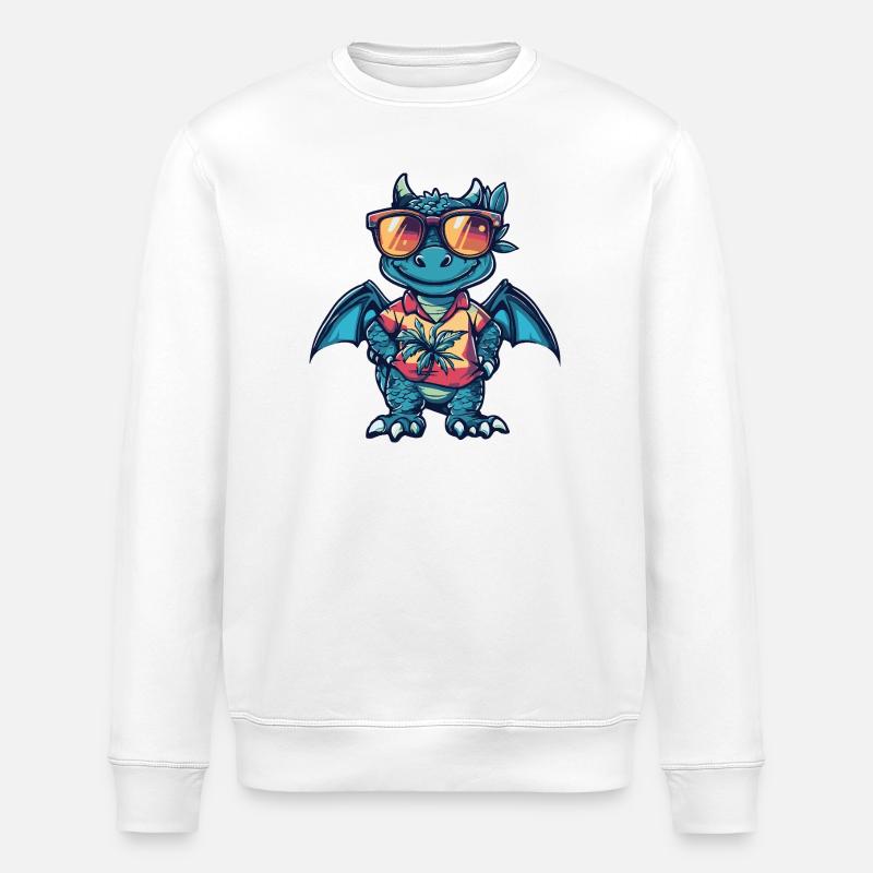 Drache Comic Urlaub - Stanley/Stella Unisex Bio-Sweatshirt ROLLER - Weiß