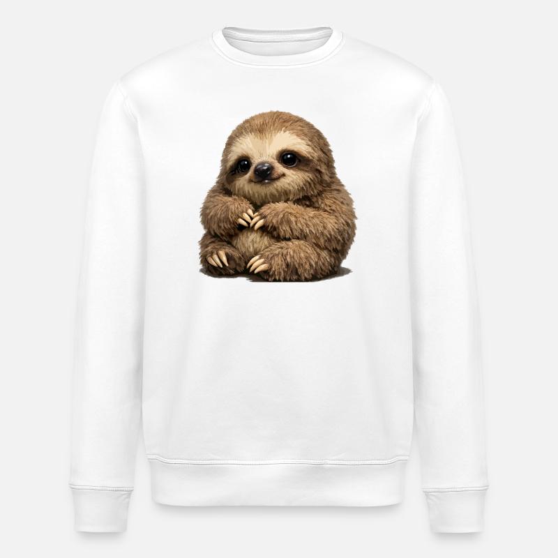 Soft Sloth Stuffed Animal - Stanley/Stella ROLLER Unisex Organic Sweatshirt - white