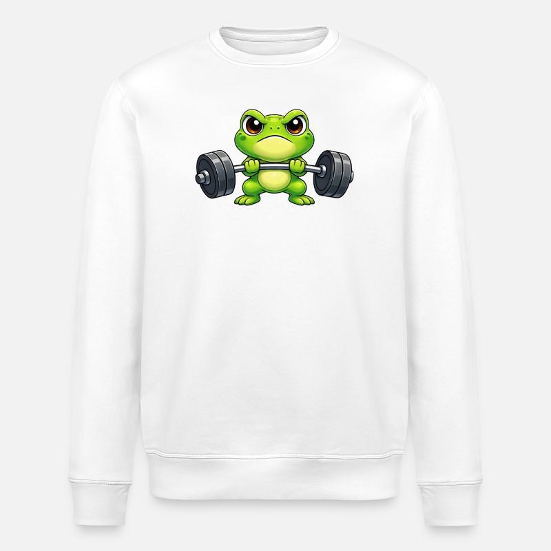 Kraftfrosch beim Heben schwerer Gewichte - Stanley/Stella Unisex Bio-Sweatshirt ROLLER - Weiß