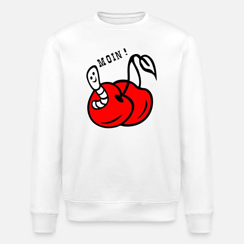 Cherries with worm - Stanley/Stella ROLLER Unisex Organic Sweatshirt - white