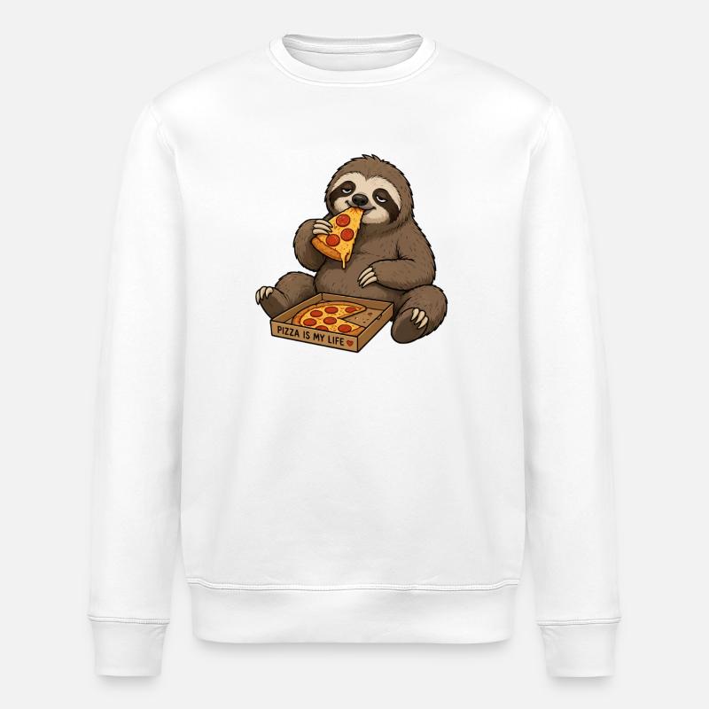 Pizza-Sloth Lebensgenuss - Stanley/Stella Unisex Bio-Sweatshirt ROLLER - Weiß