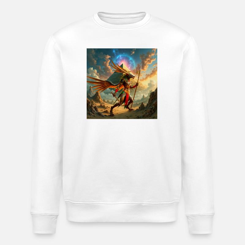 Winged guardian over the pyramid - Stanley/Stella ROLLER Unisex Organic Sweatshirt - white