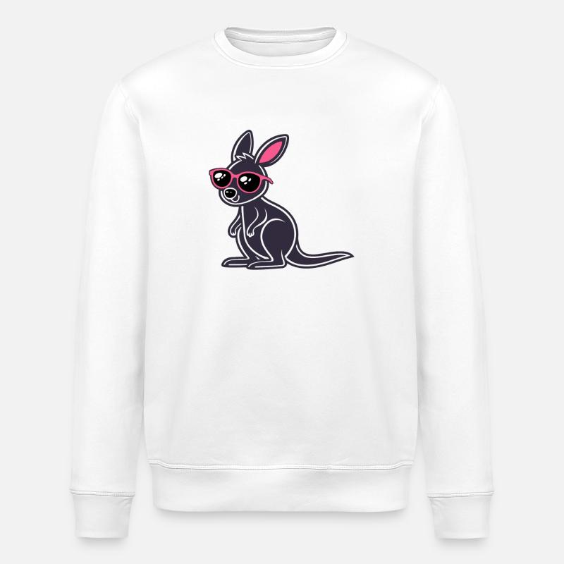 Dark Kangaroo Pink Glasses - Stanley/Stella ROLLER Unisex Organic Sweatshirt - white
