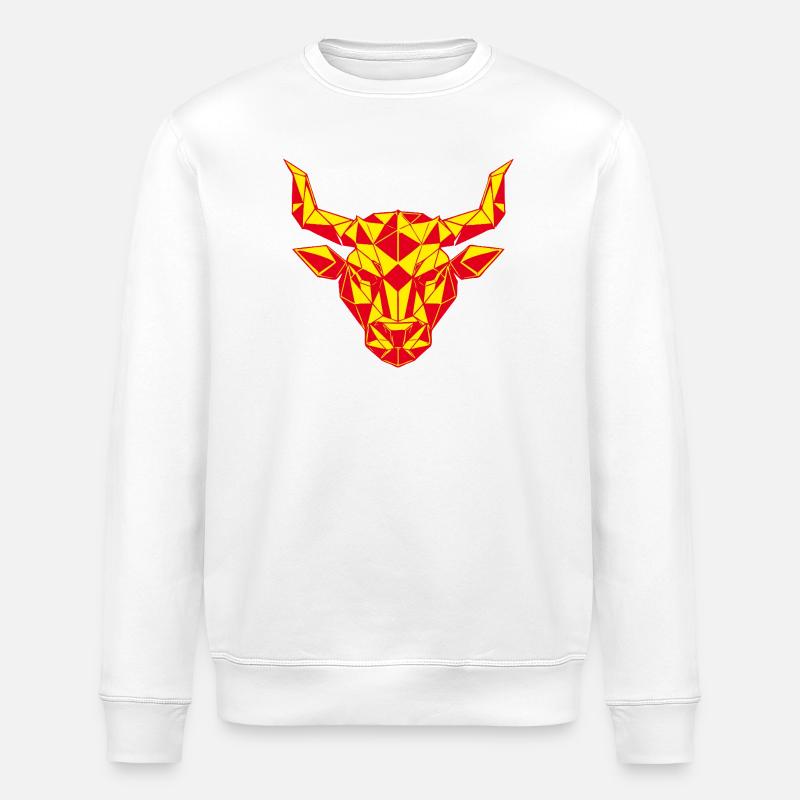 Geometrischer Stierkopf Feuerrot, Sternzeichen  - Stanley/Stella Unisex Bio-Sweatshirt ROLLER - Weiß