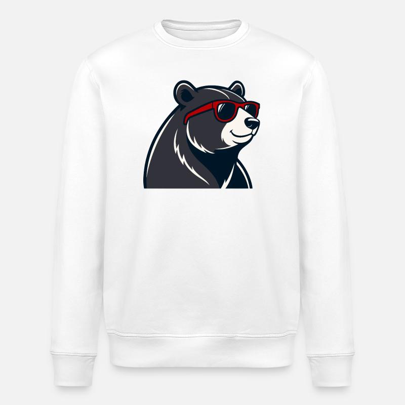 Bear Red Glasses Cartoon - Stanley/Stella Unisex Bio-Sweatshirt ROLLER - Weiß