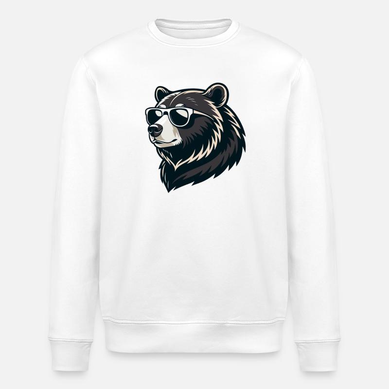 Ours en lunettes de soleil graphique - Sweat bio ROLLER Stanley/Stella Unisexe - blanc