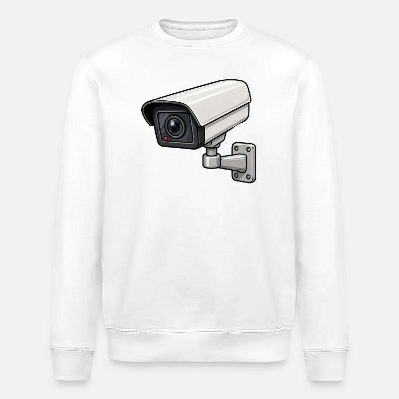 Security Camera Illustration - Stanley/Stella ROLLER Unisex Organic Sweatshirt - white