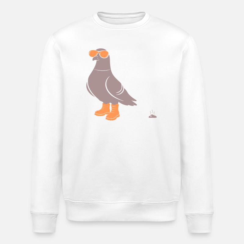 Pigeon Orange - Stanley/Stella ROLLER Unisex Organic Sweatshirt - white