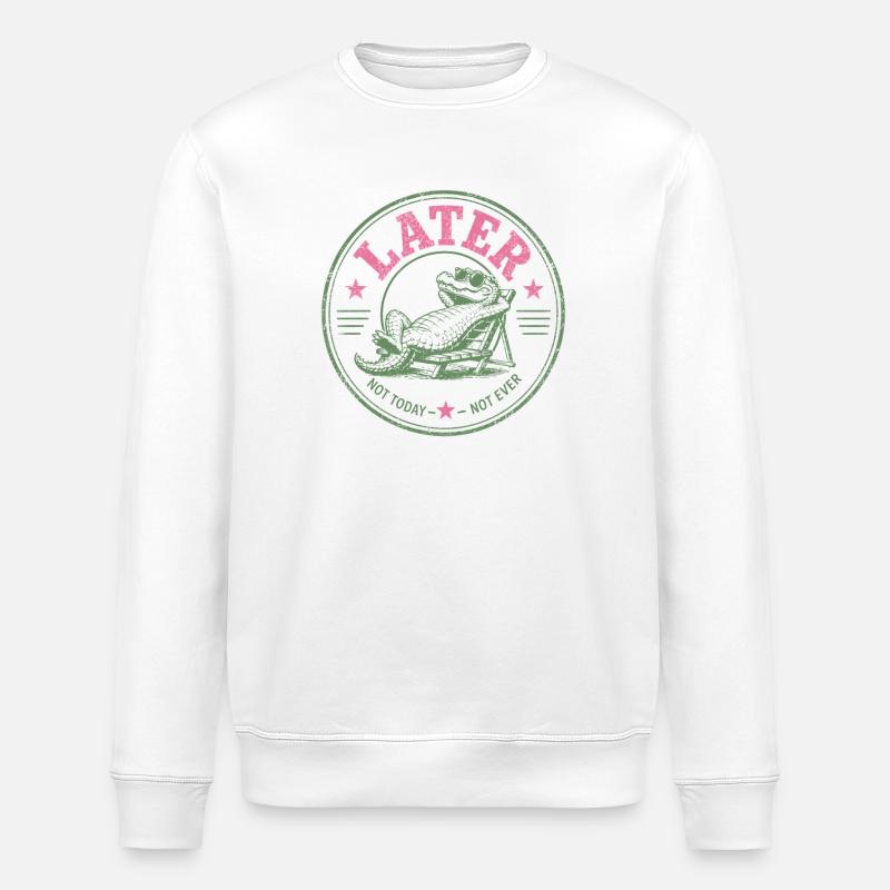 Procrastinator Crocodile Never Today - Stanley/Stella ROLLER Unisex Organic Sweatshirt - white