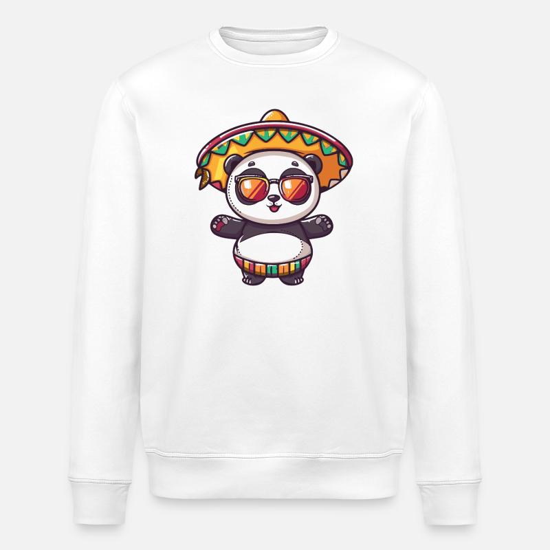 Panda Comic Lustig Sombrero - Stanley/Stella Unisex Bio-Sweatshirt ROLLER - Weiß