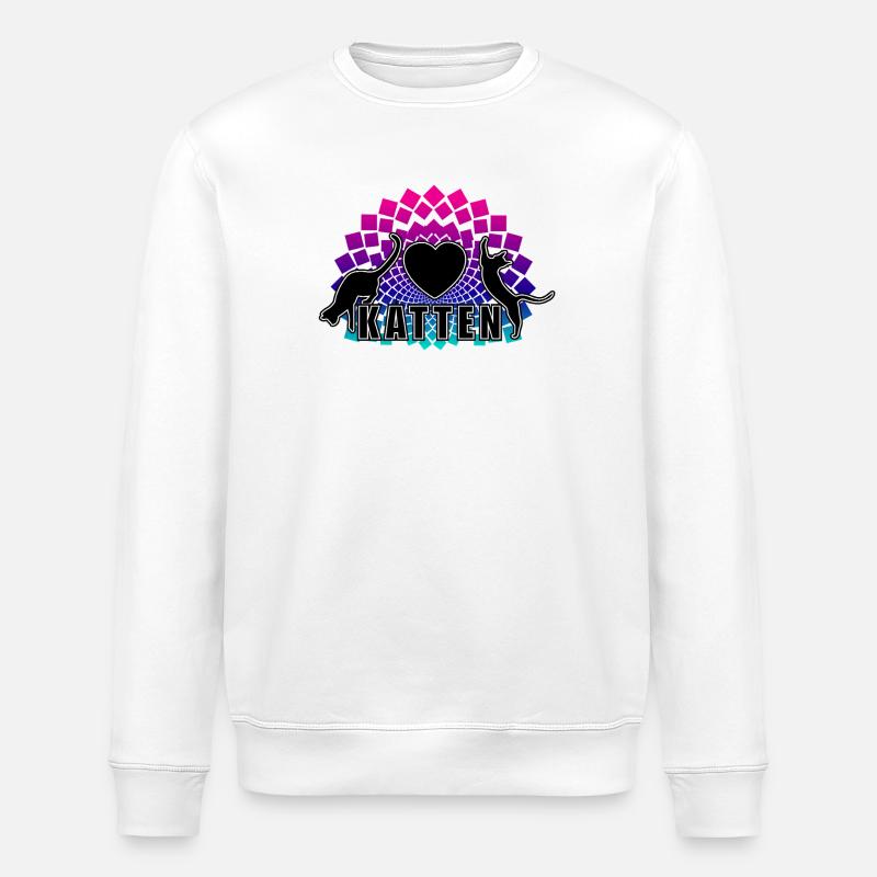 Mandala arc-en-ciel Cœur de Chat - Sweat bio ROLLER Stanley/Stella Unisexe - blanc