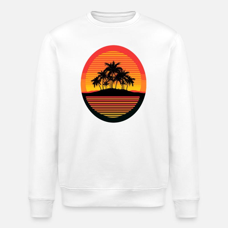 Sonnenuntergangsinsel Palmen Silhouette - Stanley/Stella Unisex Bio-Sweatshirt ROLLER - Weiß