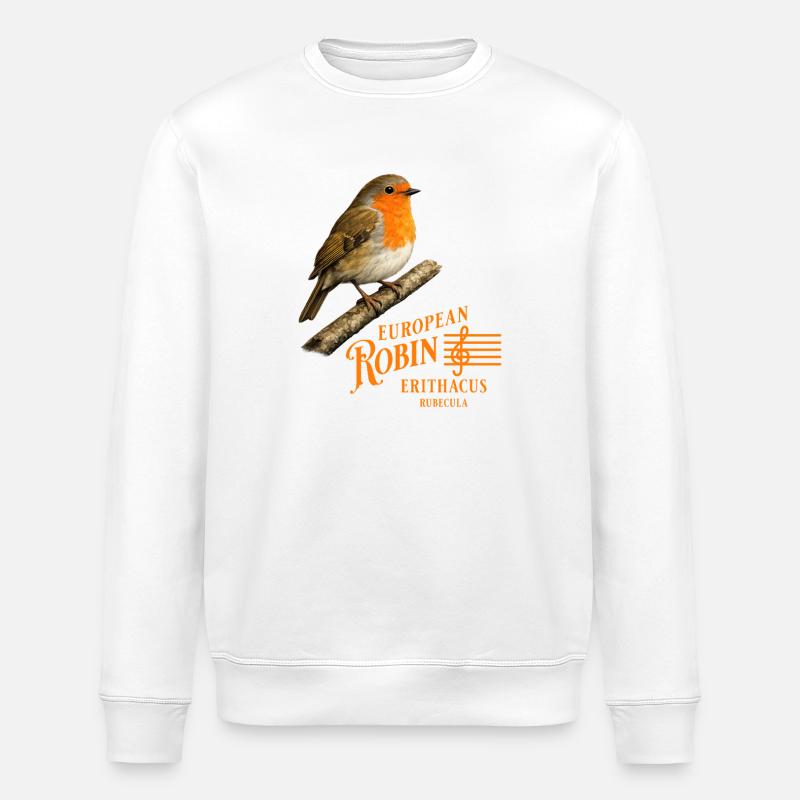 European Robin Rotkehlchen Vogel Design - Stanley/Stella Unisex Bio-Sweatshirt ROLLER - Weiß