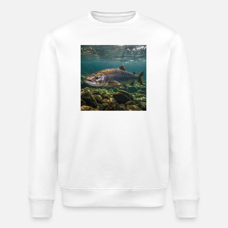 Lachs-Unterwassermotiv - Stanley/Stella Unisex Bio-Sweatshirt ROLLER - Weiß