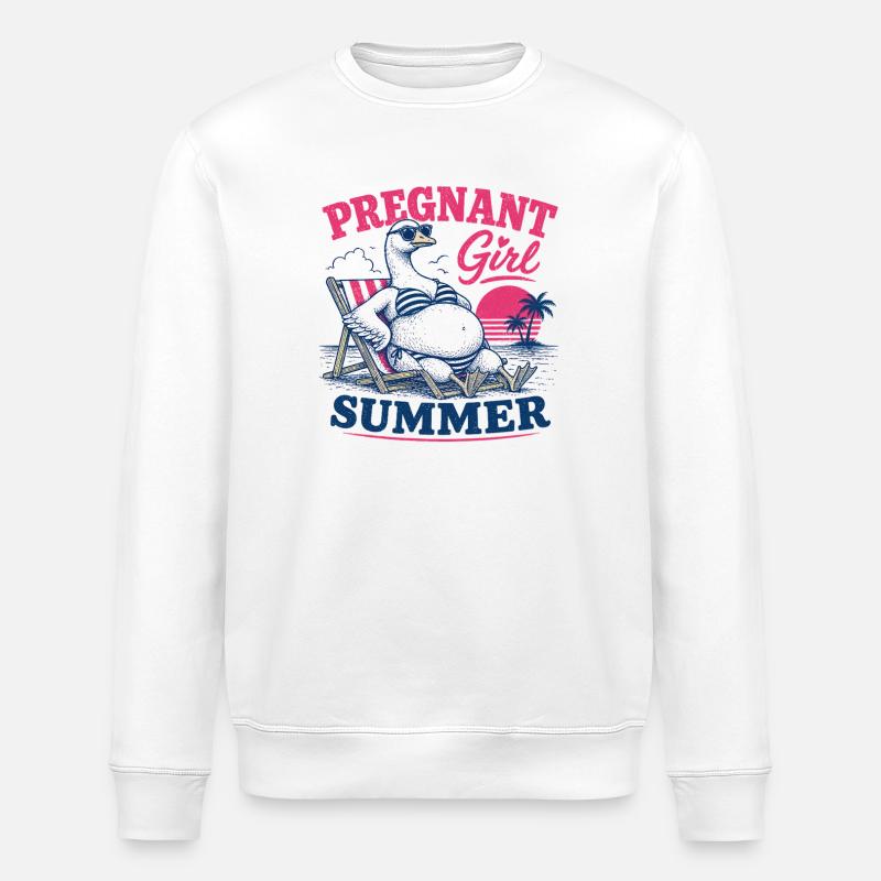 Schwangere Sommerdodo am Strand - Stanley/Stella Unisex Bio-Sweatshirt ROLLER - Weiß