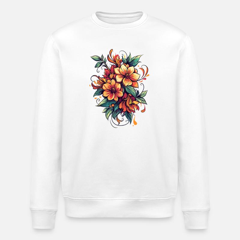 Fire Blossom Bouquet - Stanley/Stella ROLLER Unisex Organic Sweatshirt - white