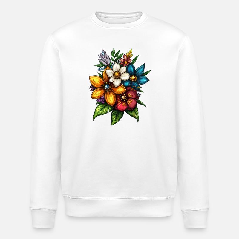 Bouquet d’explosion de couleurs - Sweat bio ROLLER Stanley/Stella Unisexe - blanc