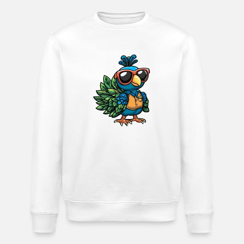 Pfau Vogel Comic Urlaub - Stanley/Stella Unisex Bio-Sweatshirt ROLLER - Weiß