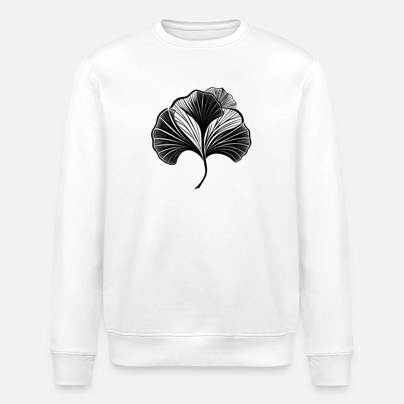 Ginkgo Leaf - Stanley/Stella ROLLER Unisex Organic Sweatshirt - white