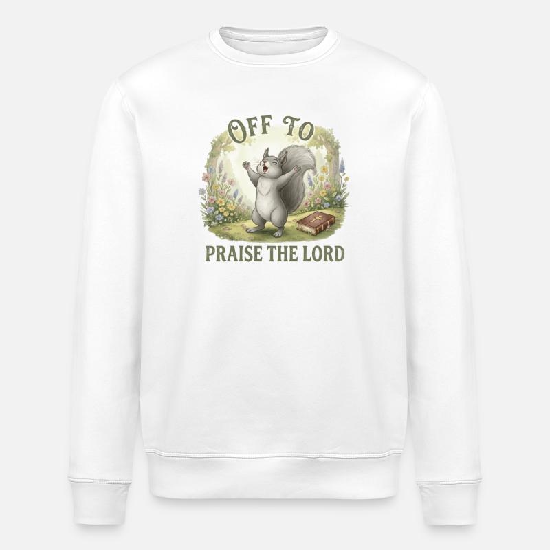 Louer le Seigneur Christ Écureuil - Sweat bio ROLLER Stanley/Stella Unisexe - blanc