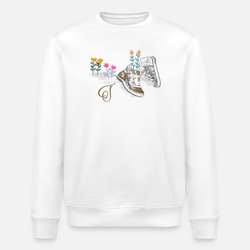 Wanderschuhe mit Blumen - Stanley/Stella Unisex Bio-Sweatshirt ROLLER - Weiß